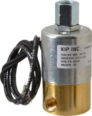 KIP - 1/4" Port, Direct Acting, Brass Solenoid Valve - Normally Closed, 125 Max PSI, Buna-N Seal - Industrial Tool & Supply
