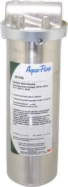 3M Aqua-Pure - 3/4 Inch Pipe, FNPT End Connections, 9-3/4 Inch Long Cartridge, 12.03 Inch Long, Cartridge Filter Housing without Pressure Relief - 1 Cartridge, 1-10 Max GPM Flow Rate, 300 psi Max Working Pressure, 304 Grade, Standard Housing - Industrial Tool & Supply