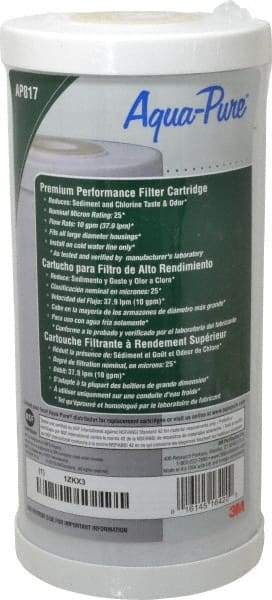 3M Aqua-Pure - 4-1/2" OD, 25µ, Large Diameter Carbon Cartridge Filter - 9-3/4" Long, Reduces Sediments, Tastes, Odors & Chlorine - Industrial Tool & Supply