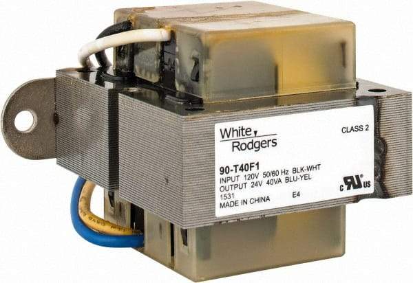 White-Rodgers - 3-1/4" Wide x 2.19" Deep x 2-3/4" High, Foot Mount HVAC Transformer - 40 Amperage Rating, 120 Primary Voltage, 24 Secondary Voltage - Industrial Tool & Supply