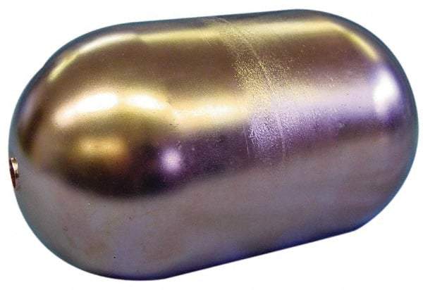 Made in USA - 6" Diam x 10" Long, Oblong, Tubed Through Connection, Metal Float - 3/8" Rod Thread, Copper, 25 Max psi, 21 Gauge - Industrial Tool & Supply