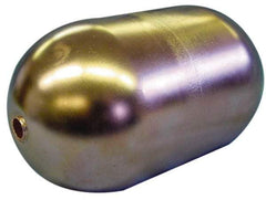 Made in USA - 3" Diam x 7" Long, Oblong, Tubed Through Connection, Metal Float - 3/8" Rod Thread, Copper, 25 Max psi, 20 Gauge - Industrial Tool & Supply