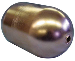 Made in USA - 3" Diam x 7" Long, Oblong, Tubed Through Connection, Metal Float - 1/4" Rod Thread, Copper, 25 Max psi, 20 Gauge - Industrial Tool & Supply
