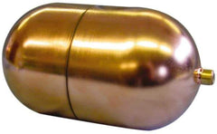 Made in USA - 4" Diam x 7" Long, Oblong, Tubed Through Connection, Metal Float - 1/4" Rod Thread, Copper, 25 Max psi, 23 Gauge - Industrial Tool & Supply