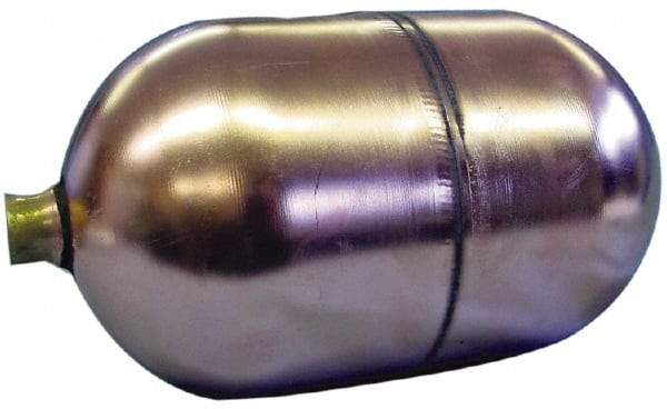 Made in USA - 6" Diam x 8" Long, Oblong, Round Spud Connection, Metal Float - 1/8" Straight Thread, Stainless Steel, 150 Max psi, 19 Gauge - Industrial Tool & Supply