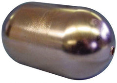 Made in USA - 6" Diam x 8" Long, Oblong, Tubed Through Connection, Metal Float - 3/8" Rod Thread, Copper, 25 Max psi, 21 Gauge - Industrial Tool & Supply