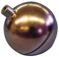 Made in USA - 10" Diam, Spherical, Round Spud Connection, Metal Float - 3/8 NPT Thread, Copper, 25 Max psi, 19 Gauge - Industrial Tool & Supply