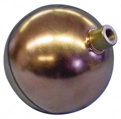 Made in USA - 12" Diam, Spherical, Round Spud Connection, Metal Float - 1/2" Straight Thread, Stainless Steel, 350 Max psi, 18 Gauge - Industrial Tool & Supply