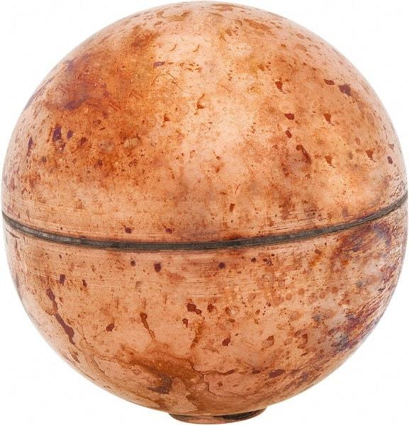 Made in USA - 2" Diam, Spherical, Internal Connection, Metal Float - 1/4-20 Thread, Copper, 25 Max psi, 24 Gauge - Industrial Tool & Supply