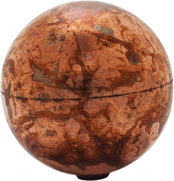 Made in USA - 2" Diam, Spherical, Internal Connection, Metal Float - 8-32 Thread, Copper, 25 Max psi, 24 Gauge - Industrial Tool & Supply