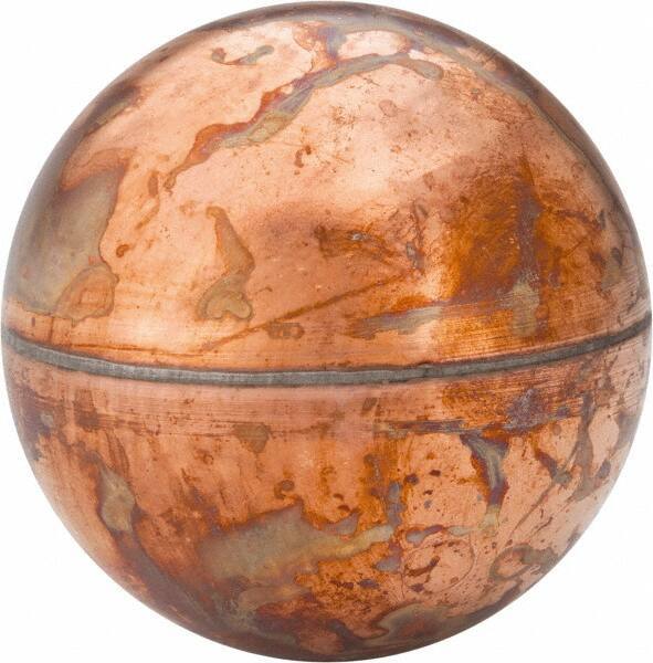 Made in USA - 2-1/2" Diam, Spherical, Internal Connection, Metal Float - 1/4-20 Thread, Copper, 25 Max psi, 24 Gauge - Industrial Tool & Supply