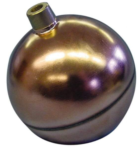 Made in USA - 6" Diam, Spherical, Round Spud Connection, Metal Float - 5/16-18 Thread, Copper, 25 Max psi, 23 Gauge - Industrial Tool & Supply
