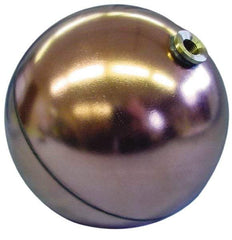 Made in USA - 6" Diam, Spherical, Hex Spud Connection, Metal Float - 1/4 NPT Thread, Copper, 25 Max psi, 23 Gauge - Industrial Tool & Supply