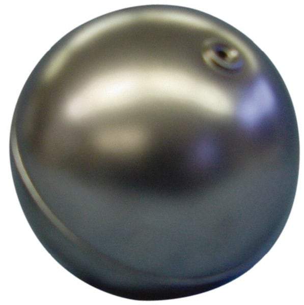 Made in USA - 2" Diam, Spherical, Internal Connection, Metal Float - 1/4-20 Thread, Stainless Steel, 1,000 Max psi, 22 Gauge - Industrial Tool & Supply