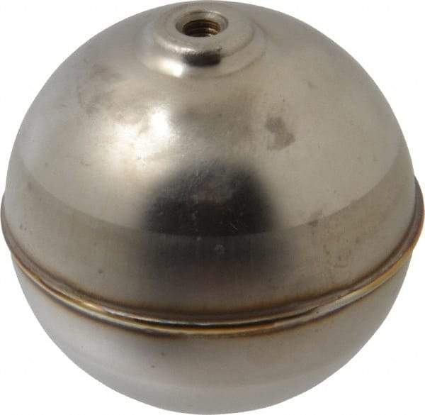 Made in USA - 2" Diam, Spherical, Internal Connection, Metal Float - 10-32 Thread, Stainless Steel, 1,000 Max psi, 22 Gauge - Industrial Tool & Supply