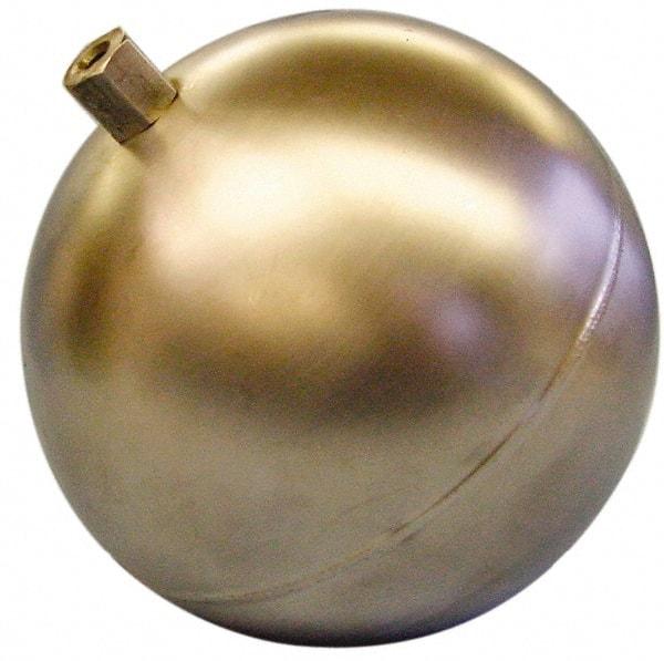 Made in USA - 4" Diam, Spherical, Hex Spud Connection, Metal Float - 1/4-20 Thread, Stainless Steel, 900 Max psi, 19 Gauge - Industrial Tool & Supply