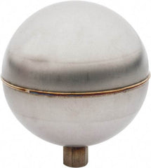 Made in USA - 3-1/2" Diam, Spherical, Internal Connection, Metal Float - 1/4-20 Thread, Stainless Steel, 700 Max psi, 24 Gauge - Industrial Tool & Supply