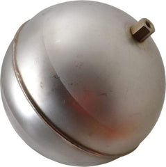 Made in USA - 6" Diam, Spherical, Hex Spud Connection, Metal Float - 1/4-20 Thread, Stainless Steel, 800 Max psi, 18 Gauge - Industrial Tool & Supply