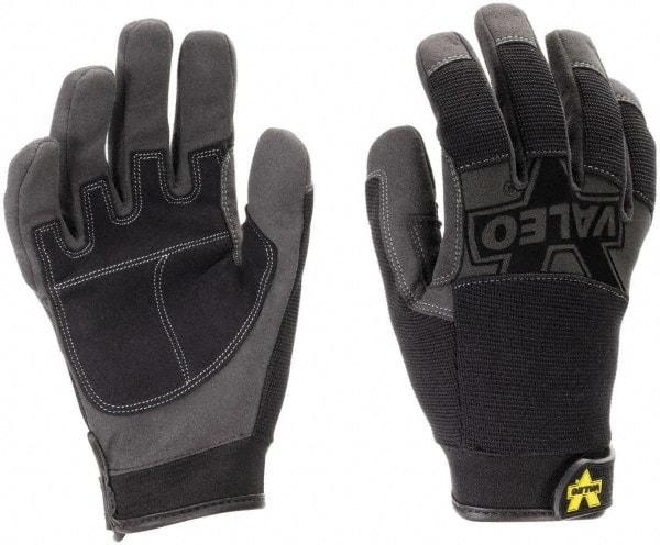 Valeo - Size S (7-8) Synthetic Leather General Protection Work Gloves - For Mechanic's & Lifting, Uncoated, Hook & Loop Cuff, Full Fingered, Black, Paired - Industrial Tool & Supply