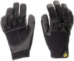 Valeo - Size S (7-8) Synthetic Leather General Protection Work Gloves - For Mechanic's & Lifting, Uncoated, Hook & Loop Cuff, Full Fingered, Black, Paired - Industrial Tool & Supply