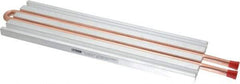 Lytron - 12" Long x 3-1/2" High, Straight Connection Copper Tube Cold Plate - 3/8 OD Tube, 2-Pass Fluid Path, Water Cooling, 1/2" Thick - Industrial Tool & Supply