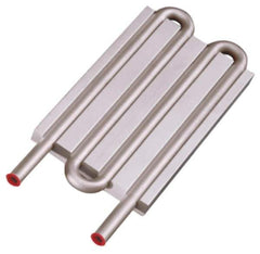 Lytron - 6" Long x 3-1/2" High, Straight Connection Stainless Steel Tube Cold Plate - 3/8 OD Tube, 4-Pass Fluid Path, Deionized Water or Corrosive Fluids Cooling, 1/2" Thick - Industrial Tool & Supply