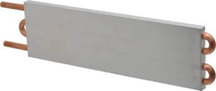 Lytron - 12" Long x 3-1/2" High, Straight Connection Copper Tube Cold Plate - 3/8 OD Tube, 4-Pass Fluid Path, Water Cooling, 1/2" Thick - Industrial Tool & Supply