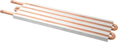 Lytron - 12" Long x 3-1/2" High, Beaded Connection Copper Tube Cold Plate - 3/8 OD Tube, 4-Pass Fluid Path, Water Cooling, 1/2" Thick - Industrial Tool & Supply