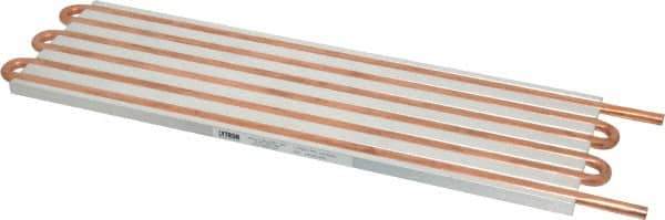 Lytron - 12" Long x 3-3/4" High, Straight Connection Copper Tube Cold Plate - 1/4 OD Tube, 6-Pass Fluid Path, Water Cooling, 0.31" Thick - Industrial Tool & Supply