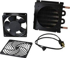 Lytron - 3/8" Tube OD, 1 Fan Mount, Liquid-To-Air Copper Tubed Process Equipment Heat Exchanger - Water Cooler, 6.6" High x 7.4" Wide x 1.3" Deep, 870 BTU/Hr, 400°F Max - Industrial Tool & Supply