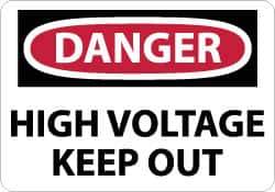 NMC - "Danger - High Voltage - Keep Out", 10" Long x 14" Wide, Fiberglass Safety Sign - Rectangle, 0.095" Thick, Use for Accident Prevention - Industrial Tool & Supply