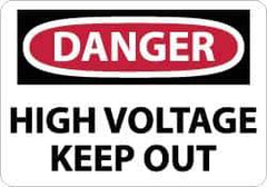 NMC - "Danger - High Voltage - Keep Out", 10" Long x 14" Wide, Fiberglass Safety Sign - Rectangle, 0.095" Thick, Use for Accident Prevention - Industrial Tool & Supply
