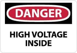 NMC - "Danger - High Voltage Inside", 10" Long x 14" Wide, Fiberglass Safety Sign - Rectangle, 0.095" Thick, Use for Accident Prevention - Industrial Tool & Supply