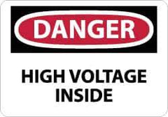 NMC - "Danger - High Voltage Inside", 10" Long x 14" Wide, Fiberglass Safety Sign - Rectangle, 0.095" Thick, Use for Accident Prevention - Industrial Tool & Supply