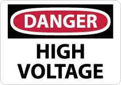 NMC - "Danger - High Voltage", 10" Long x 14" Wide, Fiberglass Safety Sign - Rectangle, 0.095" Thick, Use for Accident Prevention - Industrial Tool & Supply