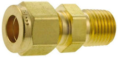 Parker - 1/8" OD, Brass Male Connector - 3,600 Max Working psi, 7/16" Hex, Comp x MNPT Ends - Industrial Tool & Supply