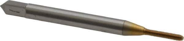 OSG - #0-80 UNF H3 Thread Limit Modified Bottoming Thread Forming Tap - Cobalt, TiN Finish, 1-5/8" OAL, 5/16" Thread Length, Right Hand Thread, Series HY-PRO NRT - Exact Industrial Supply