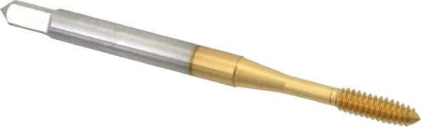 OSG - #4-40 UNC H3 Thread Limit Plug Thread Forming Tap - Cobalt, TiN Finish, 1-7/8" OAL, 9/16" Thread Length, Right Hand Thread, Series HY-PRO NRT - Exact Industrial Supply