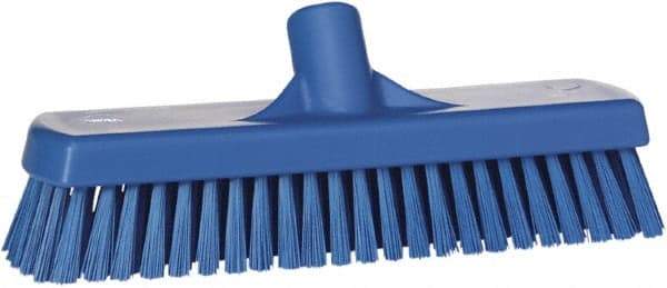 Vikan - 1.7" Bristle Length, Polyester Scrub Brush - 2-1/2" Wide Head, 19" OAL, Blue, Polypropylene Block - Industrial Tool & Supply