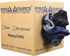 PRO-SOURCE - Reclaimed Rags - Assorted Colors, Denim, Low Lint, 5 Lbs. at 2 to 4 per Pound, Box - Industrial Tool & Supply