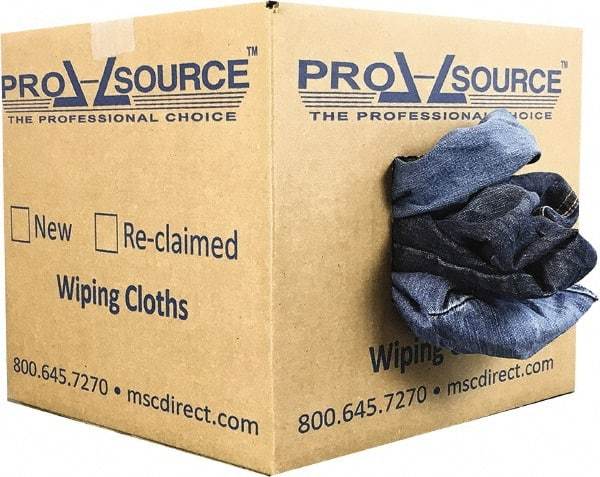 PRO-SOURCE - Reclaimed Rags - Assorted Colors, Denim, Low Lint, 10 Lbs. at 2 to 4 per Pound, Box - Industrial Tool & Supply