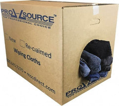 PRO-SOURCE - Reclaimed Rags - Assorted Colors, Denim, Low Lint, 50 Lbs. at 2 to 4 per Pound, Box - Industrial Tool & Supply