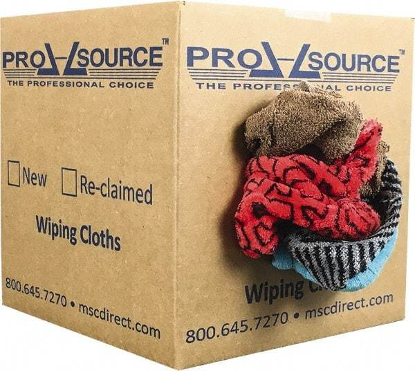 PRO-SOURCE - Reclaimed Rags - Assorted Colors, Terry Cloth, Medium Lint, 5 Lbs. at 3 to 4 per Pound, Box - Industrial Tool & Supply