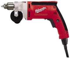 Milwaukee Tool - 1/4" Keyed Chuck, 2,500 RPM, Pistol Grip Handle Electric Drill - 7 Amps, 120 Volts, Reversible, Includes Chuck Key with Holder & Side Handle - Industrial Tool & Supply