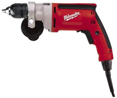 Milwaukee Tool - 3/8" Keyless Chuck, 1,200 RPM, Pistol Grip Handle Electric Drill - 7 Amps, 120 Volts, Reversible, Includes 3/8" Magnum Drill & Side Handle - Industrial Tool & Supply