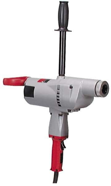 Milwaukee Tool - 1-1/4" Keyless Chuck, 250 RPM, Spade Handle Electric Drill - 10 Amps, 120 Volts, Reversible, Includes Pipe Handle - Industrial Tool & Supply