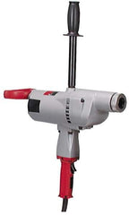 Milwaukee Tool - 1-1/4" Keyless Chuck, 250 RPM, Spade Handle Electric Drill - 10 Amps, 120 Volts, Reversible, Includes Pipe Handle - Industrial Tool & Supply