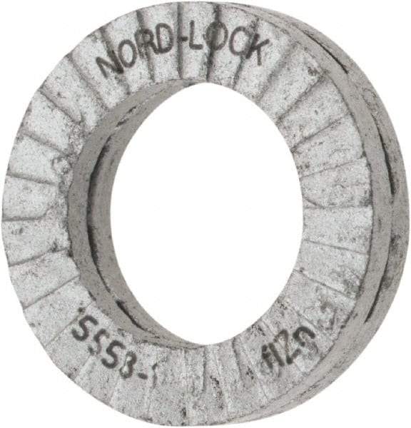 Nord-Lock - 1/4", 0.454" OD, Zinc Flake, Steel Wedge Lock Washer - Grade 2, 0.276 to 0.284" ID - Industrial Tool & Supply