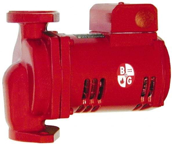 Bell & Gossett - 1/12 hp, 8-5/8" Long, 1 Phase, Cast Iron Housing, Noryl Impeller, Inline Circulator Pump - 115 Volt, 60 Hz, 6-3/8" Flange Width, Bell & Gossett Part No. 1BL012, 150 Max psi, ODP Motor - Industrial Tool & Supply