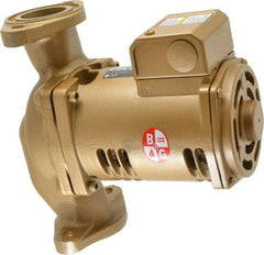 Bell & Gossett - 1/6 hp, 9-1/8" Long, 1 Phase, Bronze Housing, Noryl Impeller, Inline Circulator Pump - 115 Volt, 60 Hz, 6-3/8" Flange Width, Bell & Gossett Part No. 1BL004, 150 Max psi, ODP Motor - Industrial Tool & Supply